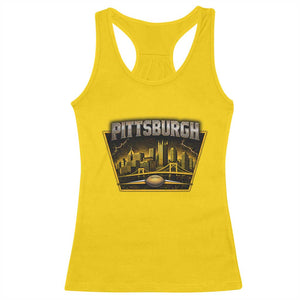 Pittsburgh Skyline Crest Graphic Racerback Tank Top Football Lover Gift