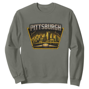 Pittsburgh Skyline Crest Graphic Sweatshirt Football Lover Gift