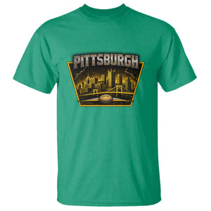 Pittsburgh Skyline Crest Graphic T Shirt Football Lover Gift