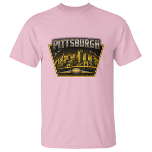 Pittsburgh Skyline Crest Graphic T Shirt Football Lover Gift