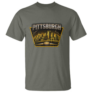 Pittsburgh Skyline Crest Graphic T Shirt Football Lover Gift