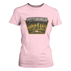 Pittsburgh Skyline Crest Graphic T Shirt For Women Football Lover Gift