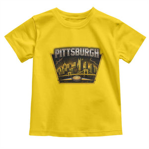 Pittsburgh Skyline Crest Graphic Toddler T Shirt Football Lover Gift