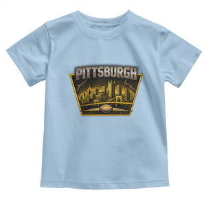 Pittsburgh Skyline Crest Graphic Toddler T Shirt Football Lover Gift