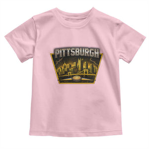 Pittsburgh Skyline Crest Graphic Toddler T Shirt Football Lover Gift