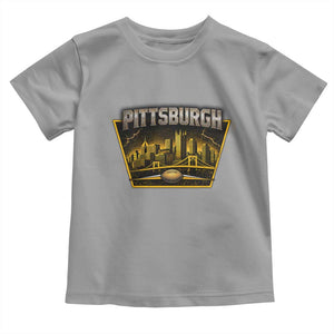 Pittsburgh Skyline Crest Graphic Toddler T Shirt Football Lover Gift