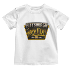 Pittsburgh Skyline Crest Graphic Toddler T Shirt Football Lover Gift