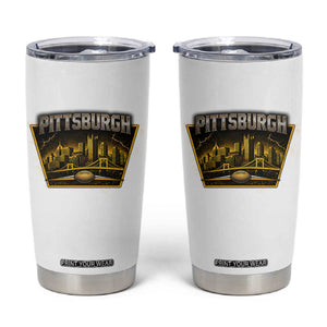 Pittsburgh Skyline Crest Graphic Tumbler Cup Football Lover Gift