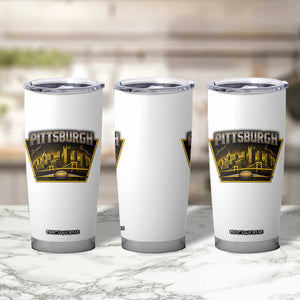 Pittsburgh Skyline Crest Graphic Tumbler Cup Football Lover Gift