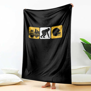 Pittsburgh Skyline Crest Graphic Throw Blanket Football Fan Pride