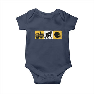 Pittsburgh Skyline Crest Graphic Baby Onesie Football Fan Pride