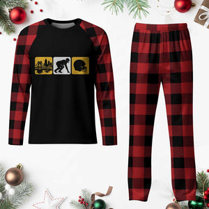 Pittsburgh Skyline Crest Graphic Plaid Pajama Set Football Fan Pride