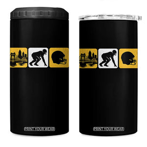 Pittsburgh Skyline Crest Graphic 4 in 1 Can Cooler Tumbler Football Fan Pride