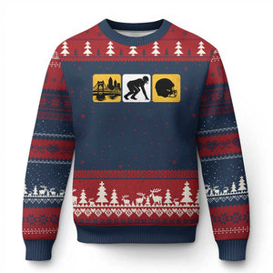 Pittsburgh Skyline Crest Graphic Ugly Christmas Sweater Football Fan Pride