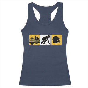 Pittsburgh Skyline Crest Graphic Racerback Tank Top Football Fan Pride