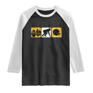 Pittsburgh Skyline Crest Graphic Raglan Shirt Football Fan Pride