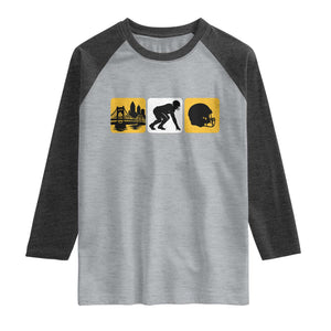 Pittsburgh Skyline Crest Graphic Raglan Shirt Football Fan Pride