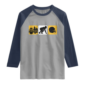 Pittsburgh Skyline Crest Graphic Raglan Shirt Football Fan Pride