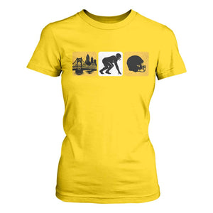 Pittsburgh Skyline Crest Graphic T Shirt For Women Football Fan Pride
