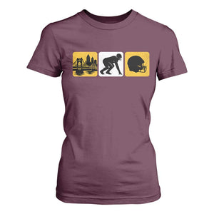 Pittsburgh Skyline Crest Graphic T Shirt For Women Football Fan Pride