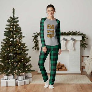 Vintage Pittsburgh City Skyline Crest Plaid Pajama Set Game Day Fan Pride