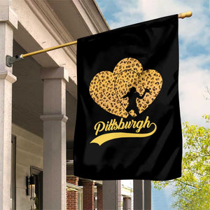 Vintage Leopard Heart Pittsburgh Pride Garden Flag Football Lover Gift