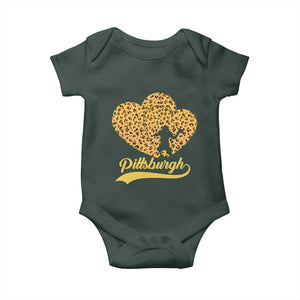 Vintage Leopard Heart Pittsburgh Pride Baby Onesie Football Lover Gift