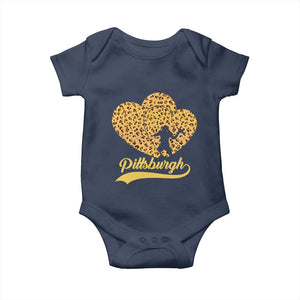 Vintage Leopard Heart Pittsburgh Pride Baby Onesie Football Lover Gift