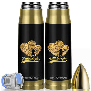 Vintage Leopard Heart Pittsburgh Pride Bullet Tumbler Football Lover Gift