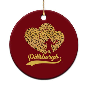 Vintage Leopard Heart Pittsburgh Pride Ceramic Ornament Football Lover Gift