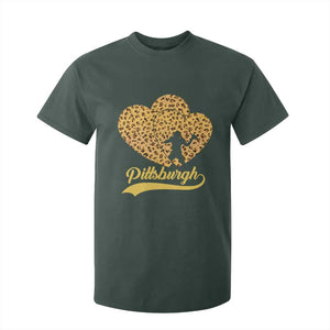 Vintage Leopard Heart Pittsburgh Pride T Shirt For Kid Football Lover Gift