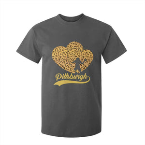 Vintage Leopard Heart Pittsburgh Pride T Shirt For Kid Football Lover Gift