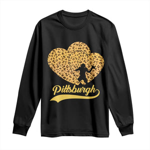 Vintage Leopard Heart Pittsburgh Pride Long Sleeve Shirt Football Lover Gift