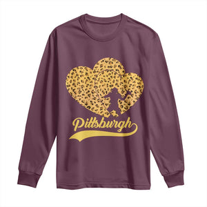 Vintage Leopard Heart Pittsburgh Pride Long Sleeve Shirt Football Lover Gift