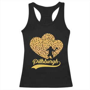 Vintage Leopard Heart Pittsburgh Pride Racerback Tank Top Football Lover Gift