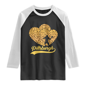 Vintage Leopard Heart Pittsburgh Pride Raglan Shirt Football Lover Gift