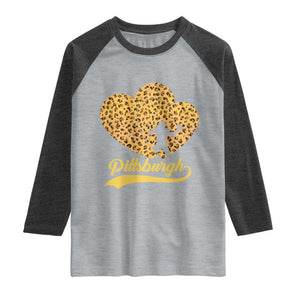 Vintage Leopard Heart Pittsburgh Pride Raglan Shirt Football Lover Gift