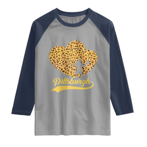 Vintage Leopard Heart Pittsburgh Pride Raglan Shirt Football Lover Gift