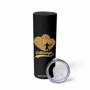 Vintage Leopard Heart Pittsburgh Pride Skinny Tumbler Football Lover Gift