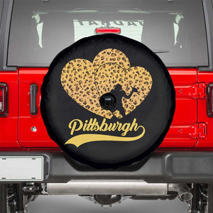 Vintage Leopard Heart Pittsburgh Pride Spare Tire Cover Football Lover Gift