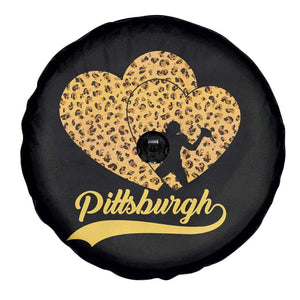 Vintage Leopard Heart Pittsburgh Pride Spare Tire Cover Football Lover Gift