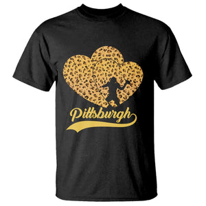 Vintage Leopard Heart Pittsburgh Pride T Shirt Football Lover Gift