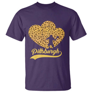 Vintage Leopard Heart Pittsburgh Pride T Shirt Football Lover Gift