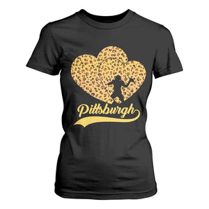 Vintage Leopard Heart Pittsburgh Pride T Shirt For Women Football Lover Gift