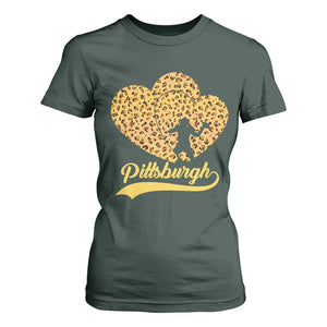 Vintage Leopard Heart Pittsburgh Pride T Shirt For Women Football Lover Gift