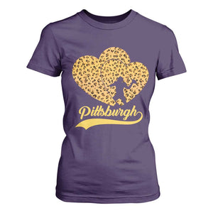 Vintage Leopard Heart Pittsburgh Pride T Shirt For Women Football Lover Gift