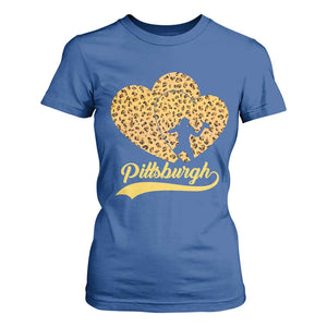 Vintage Leopard Heart Pittsburgh Pride T Shirt For Women Football Lover Gift
