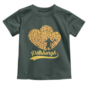 Vintage Leopard Heart Pittsburgh Pride Toddler T Shirt Football Lover Gift