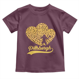 Vintage Leopard Heart Pittsburgh Pride Toddler T Shirt Football Lover Gift