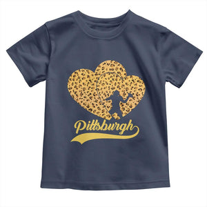 Vintage Leopard Heart Pittsburgh Pride Toddler T Shirt Football Lover Gift